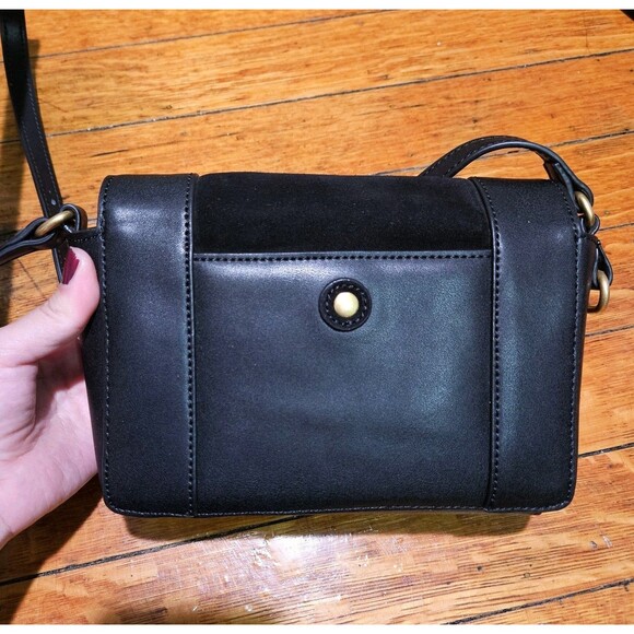 India Hicks “Dressage” Black Suede & Leather Crossbody Bag - Picture 3 of 10